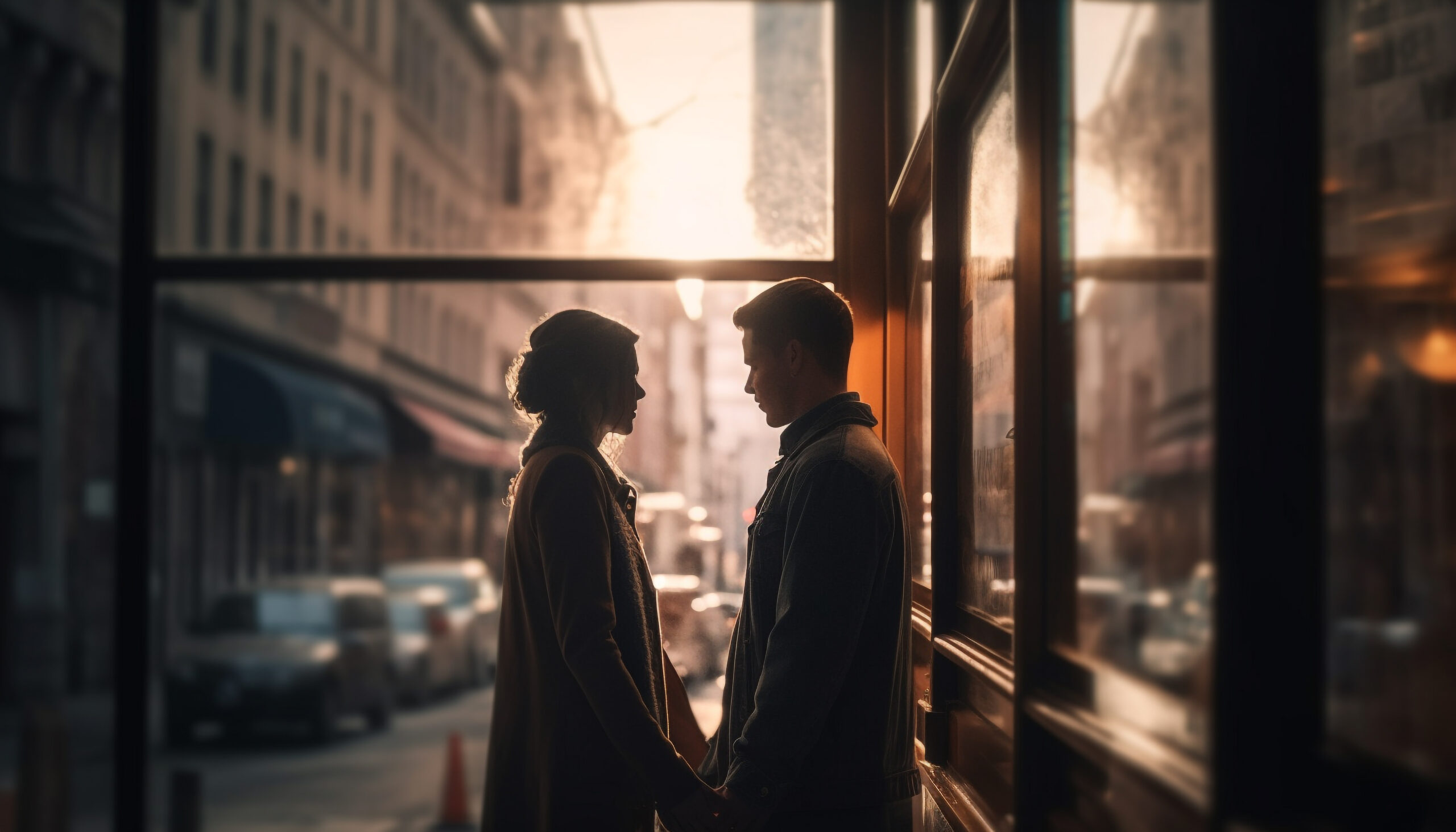 city couple walking, embracing love and togetherness generated by ai